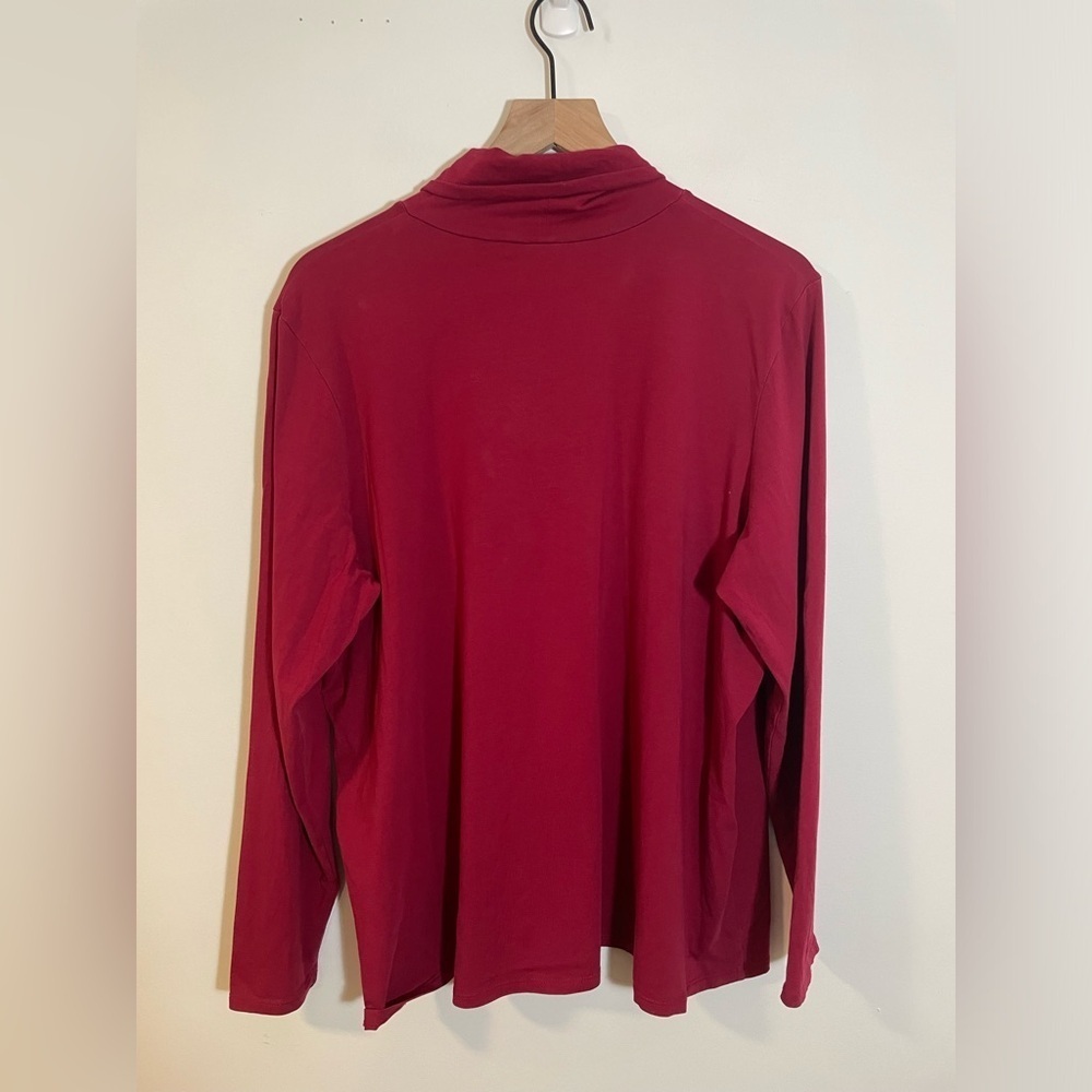 PureJill Pima Cotton Burgundy Relaxed Turtleneck Stretch Women’s Size 2X - Picture 4 of 10